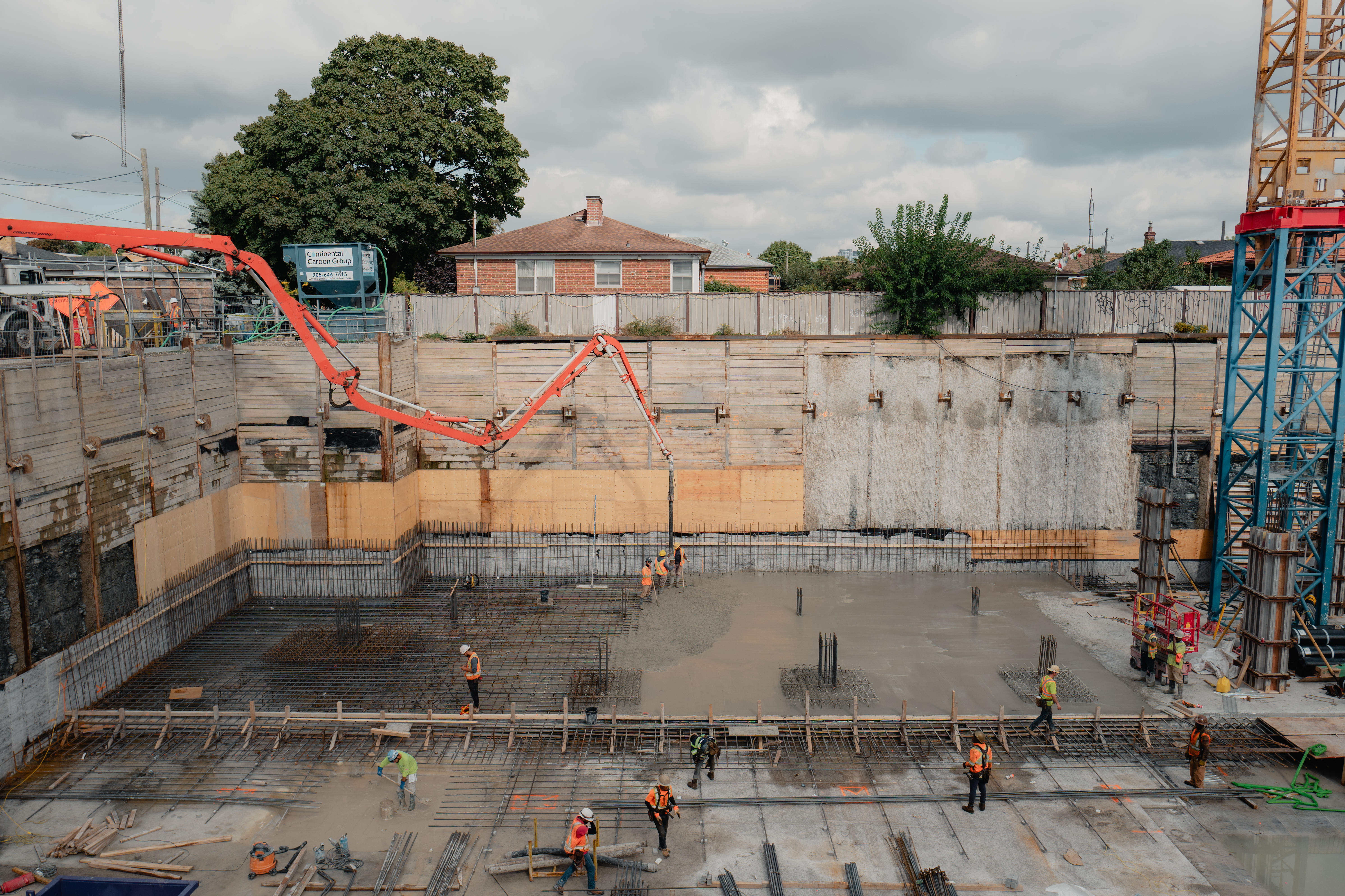 Foundation pour underway at a Leader Lane development site